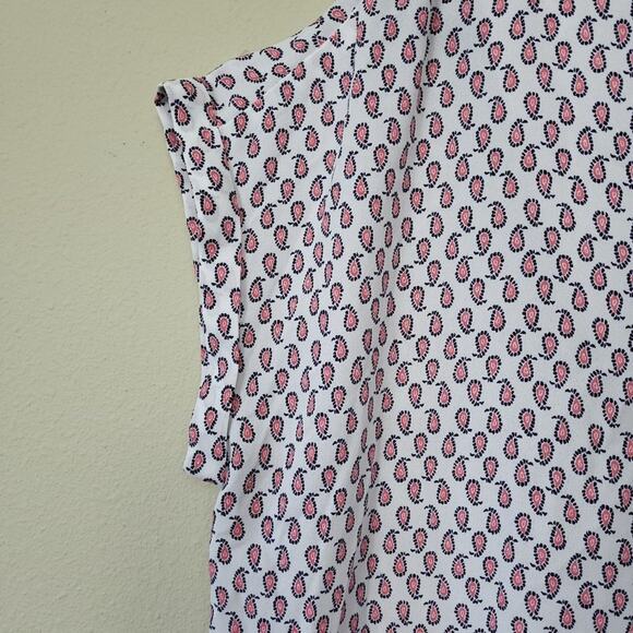 Pleione Women's XL V-Neck Top White Paisley Print Officecore Career Corpcore - Picture 6 of 6